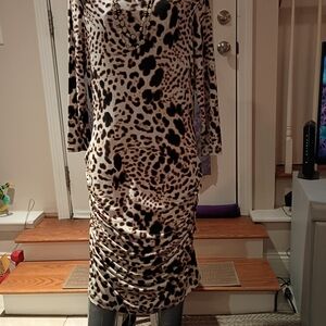 Jennifer Lopez Leopard Print Long Sleeve Dress